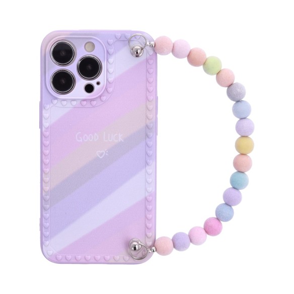 Funda con Rayas GOOD LUCK con Cadena de Algodón para Iphone