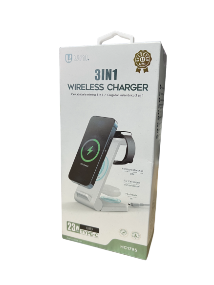 Base de Carga Inalámbrica 3 en 1 Blanca Uni HC1795