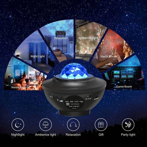 Altavoz Bluetooth Proyector Galaxia Láser Multicolor con Mando Stock Líder SL10031