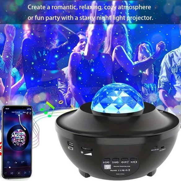 Altavoz Bluetooth Proyector Galaxia Láser Multicolor con Mando Stock Líder SL10031
