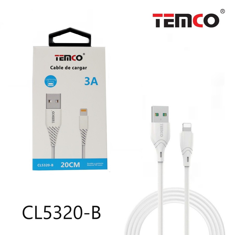 Cable USB / Lightning 3A 20cm Blanco...