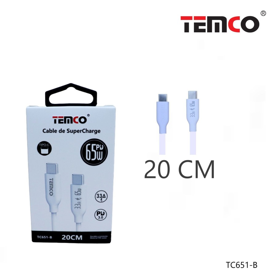 Cable Tipo C / Tipo C 3.3A 20cm...