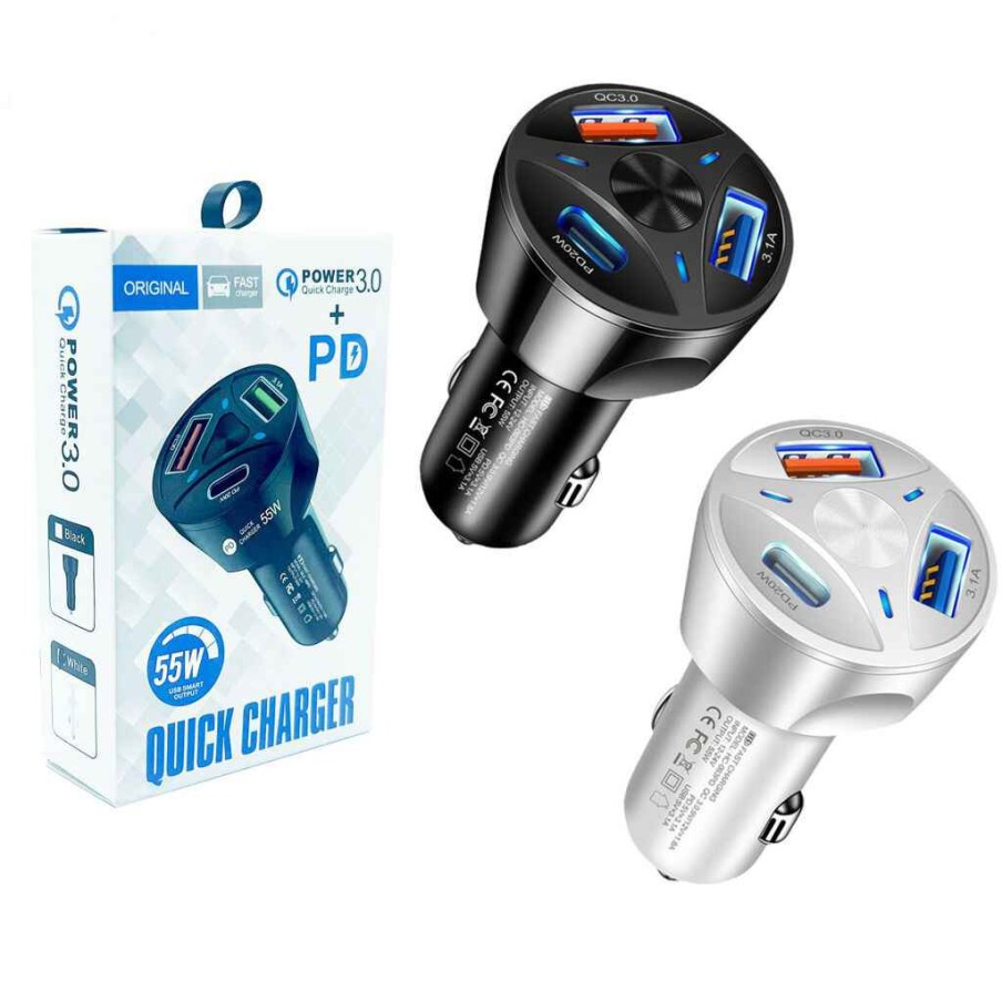 Adaptador de Coche USBx2 + Tipo C...